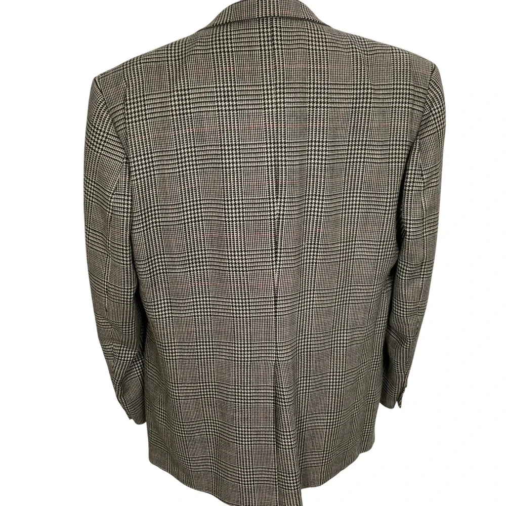 Burberrys‎ Jacobson's Blazer Men 47L Black Red Plaid Wool Jacket Classic USA
